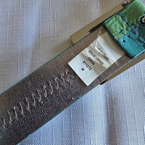 Calvin Klein Belt Women's Leather Two Tone Neon Blue Adjustable Size Medium - Picture 7 of 8